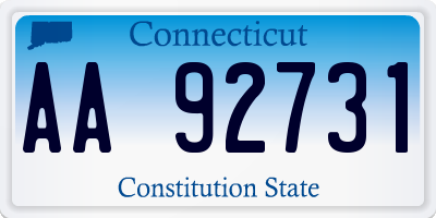 CT license plate AA92731