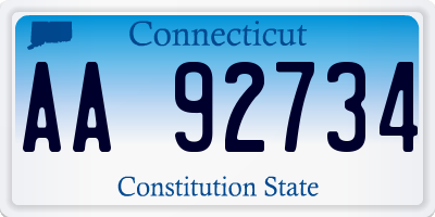 CT license plate AA92734