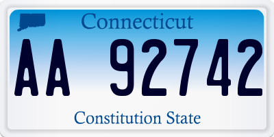 CT license plate AA92742