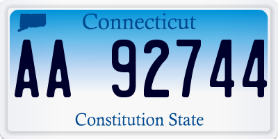 CT license plate AA92744