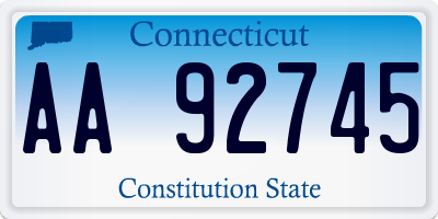 CT license plate AA92745