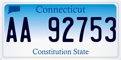 CT license plate AA92753