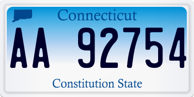 CT license plate AA92754