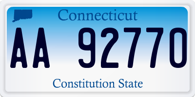 CT license plate AA92770