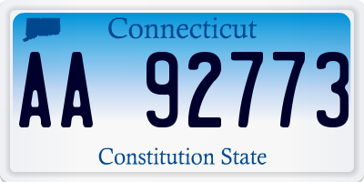 CT license plate AA92773