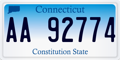 CT license plate AA92774