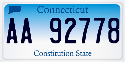 CT license plate AA92778