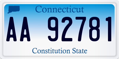 CT license plate AA92781