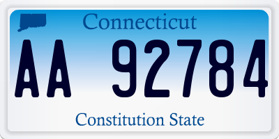 CT license plate AA92784