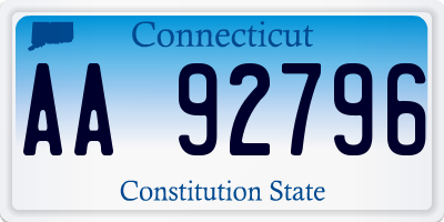 CT license plate AA92796