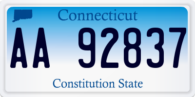 CT license plate AA92837