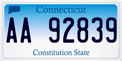 CT license plate AA92839