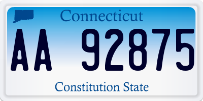 CT license plate AA92875