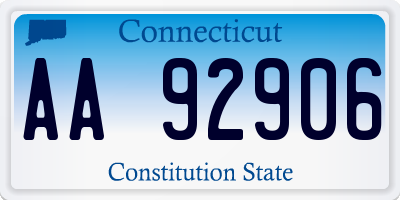 CT license plate AA92906