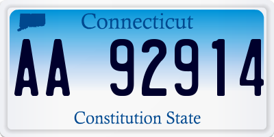 CT license plate AA92914