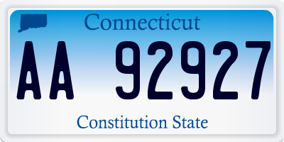 CT license plate AA92927