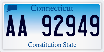 CT license plate AA92949