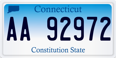 CT license plate AA92972