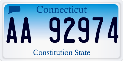 CT license plate AA92974