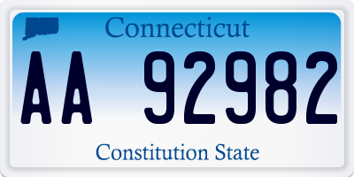 CT license plate AA92982