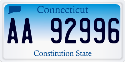 CT license plate AA92996