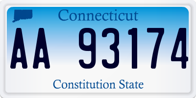 CT license plate AA93174