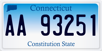 CT license plate AA93251