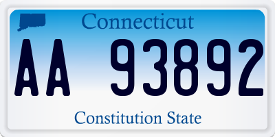 CT license plate AA93892