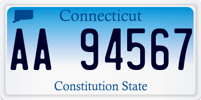 CT license plate AA94567