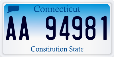 CT license plate AA94981