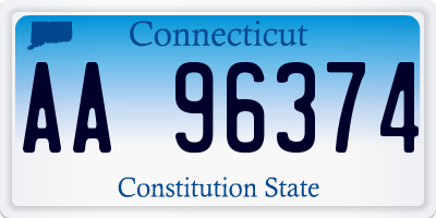 CT license plate AA96374