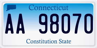 CT license plate AA98070