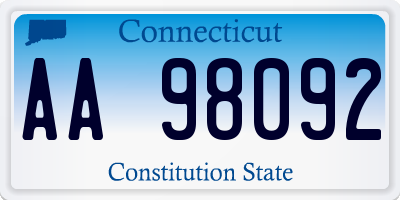 CT license plate AA98092