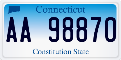 CT license plate AA98870