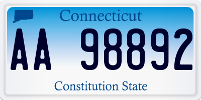 CT license plate AA98892