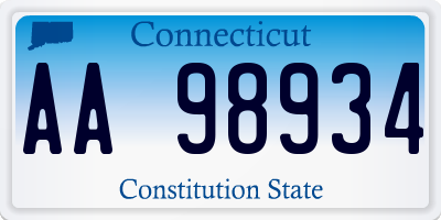 CT license plate AA98934