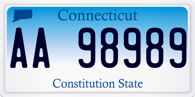 CT license plate AA98989
