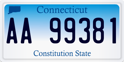 CT license plate AA99381