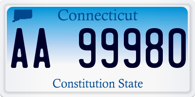 CT license plate AA99980