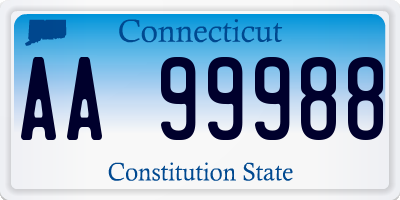 CT license plate AA99988