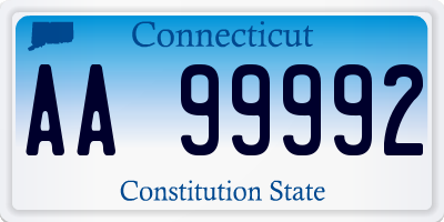 CT license plate AA99992