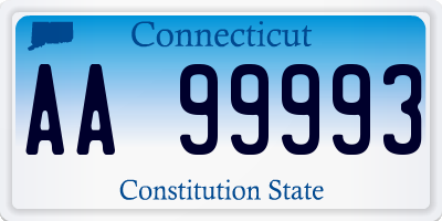 CT license plate AA99993