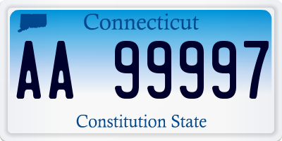 CT license plate AA99997