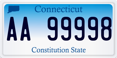 CT license plate AA99998
