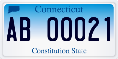 CT license plate AB00021