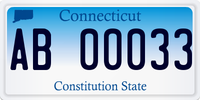 CT license plate AB00033