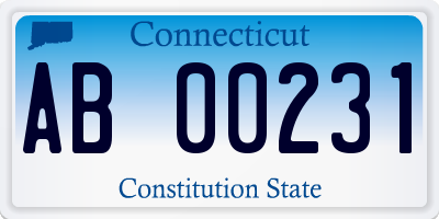 CT license plate AB00231