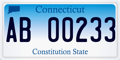 CT license plate AB00233