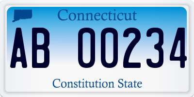 CT license plate AB00234