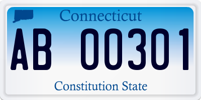 CT license plate AB00301